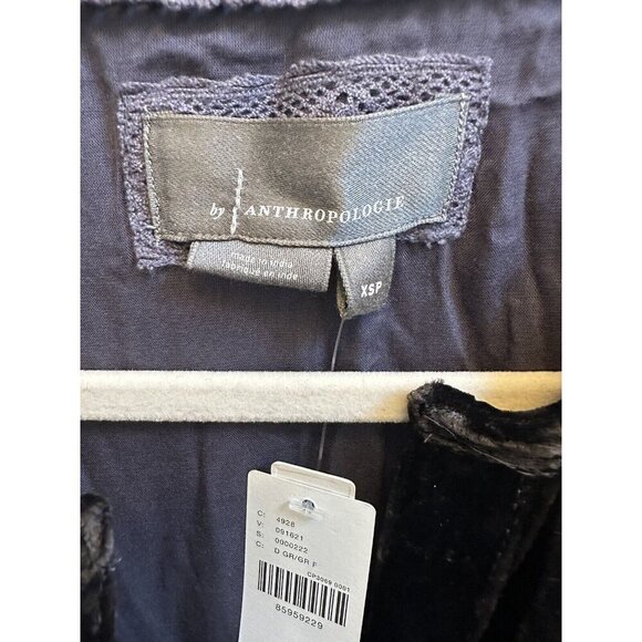 Anthropologie Somerset Dress Dark Gray Maxi Velvet Edition Sz XS Petite NEW XSP - Picture 7 of 10